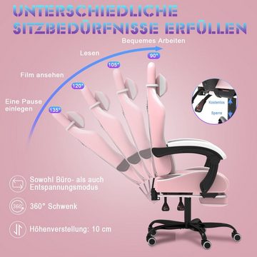 GUNJI Gaming Chair Massage Gaming Stuhl mit Fußstütze, 90-135° Rückenlehne einstellbar