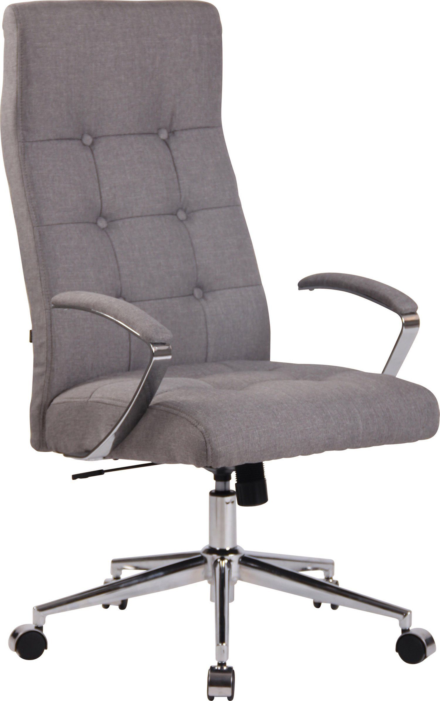 grau Gestell: TPFLiving chrom - Fynia Drehstuhl, Sitzfläche: Metall 360° Stoff - höhenverstellbar drehbar (Schreibtischstuhl, Rückenlehne mit Chefsessel, Bürostuhl Konferenzstuhl), und bequemer