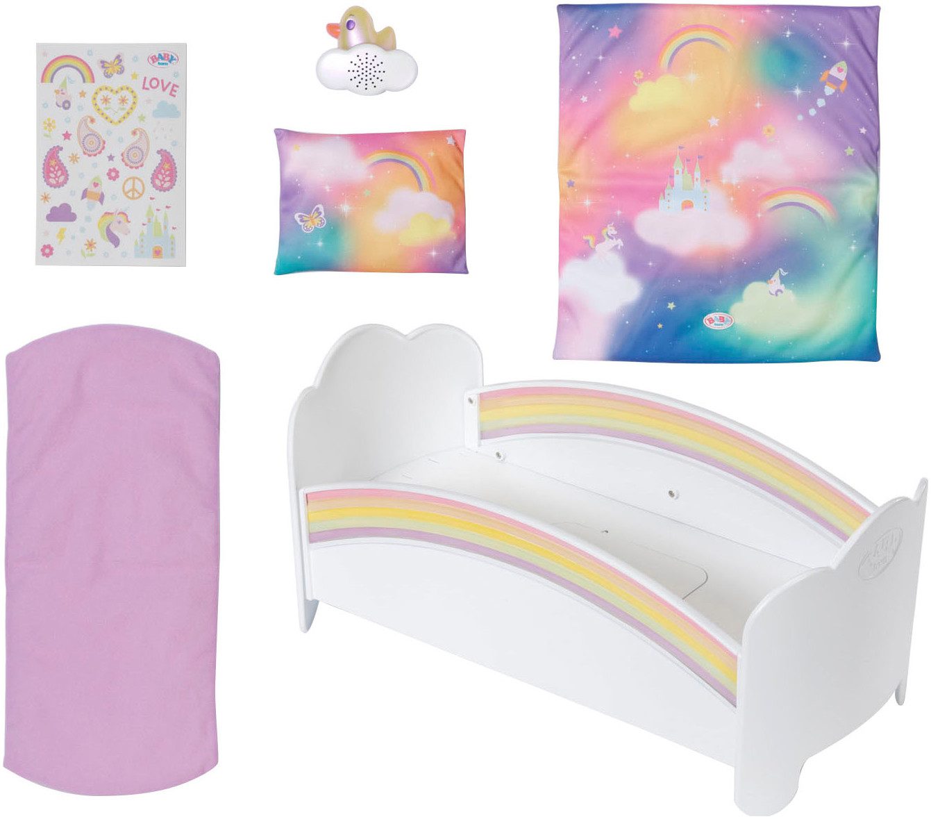 Baby Born Puppenbett Regenbogen, mit Licht- und Soundeffekt günstig online kaufen