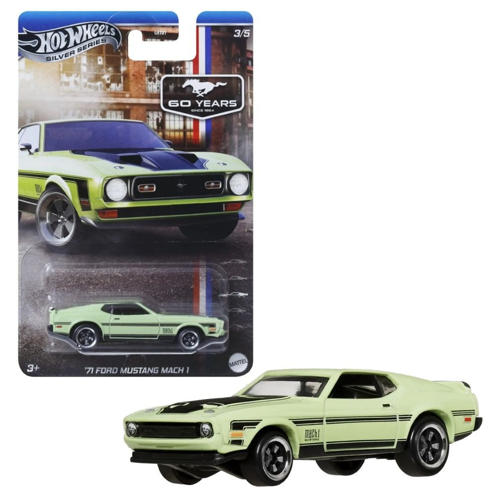 Hot Wheels Spielzeug-Rennwagen Ford Mustang Mach 1 1971 JBY52 Hot Wheels Silver Series Fahrzeug