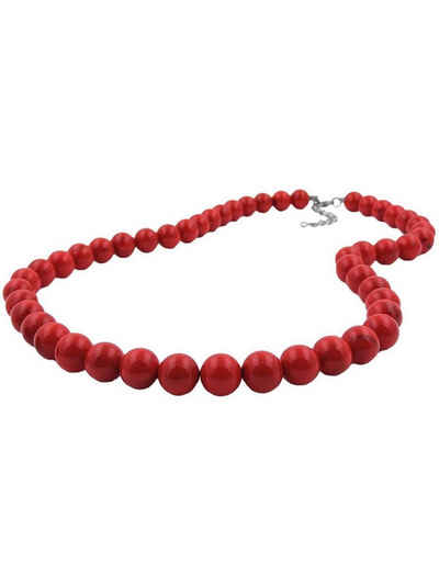 Gallay Perlenkette 12mm Kunststoffperlen rot-schwarz-marmoriert 55cm