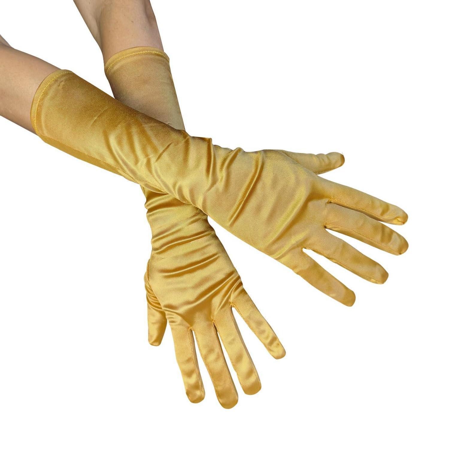LuxusKollektion Abendhandschuhe Long Satin Opera Glove Damen Gold Einheitsgröße (1-St)