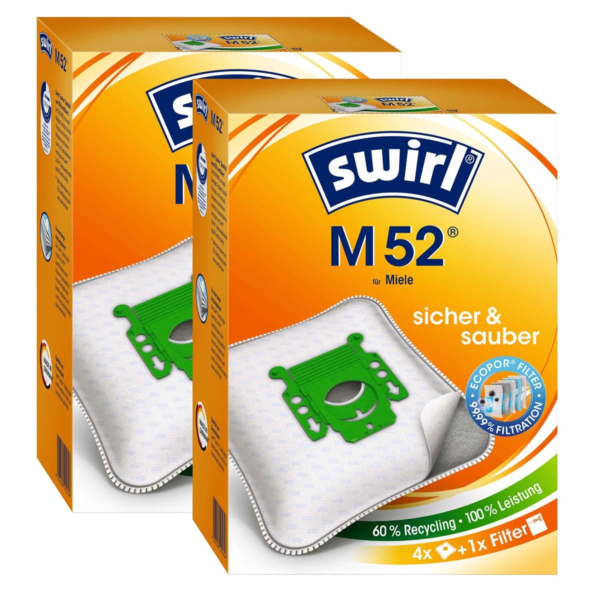 Swirl Staubsaugerbeutel 2 x Swirl Staubsaugerbeutel M 52 MicroPor Staubbeutel Microvlies