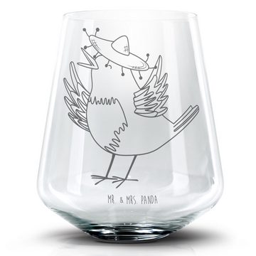 Mr. & Mrs. Panda Cocktailglas Rabe Sombrero - Transparent - Geschenk, Glück Spruch, Vögel, Cocktail, Premium Glas, Laser-Gravierte Motive