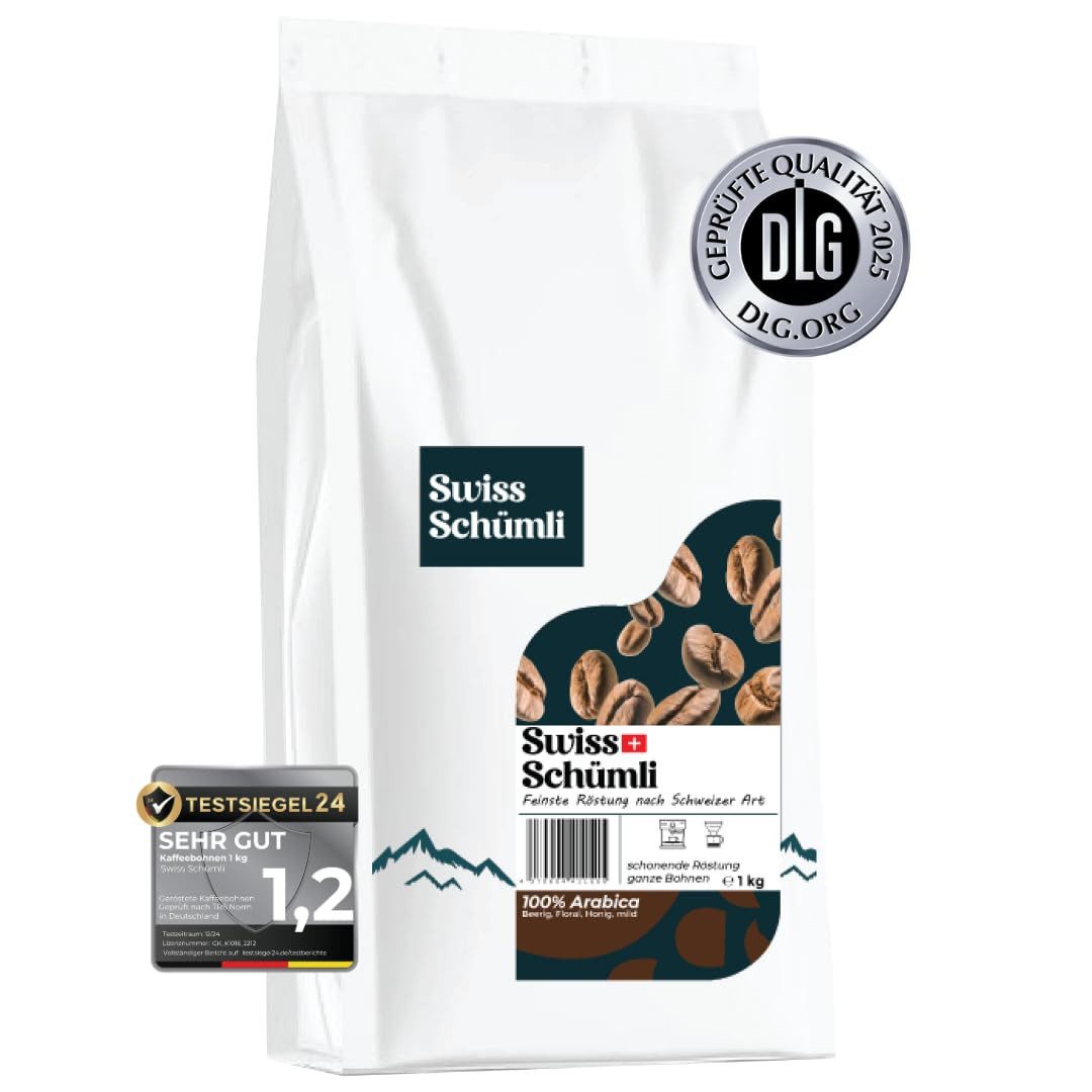Gorilla Kaffee Schwiizer Schüümli Kaffeebohnen 1kg – Helle Röstung, Perfekte Crema, 1 x 1000 g, 1 St. (Kaffeebohnen, Kaffeebohnen), Ganze Bohnen