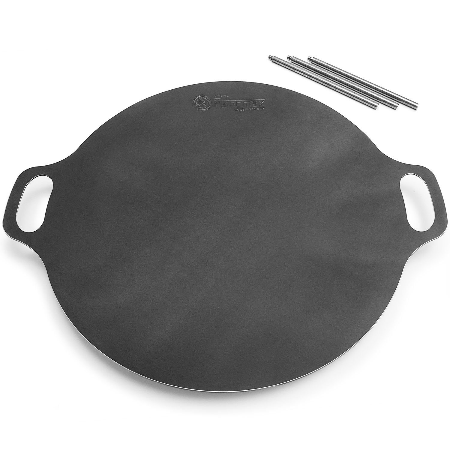 Petromax Feuerschale Plancha-Platte Grillschale Feuerschale Grillplatte Ø56 cm, (Spar-Set, 2-St., inkl. Pflegepaste), Hergestellt in Deutschland