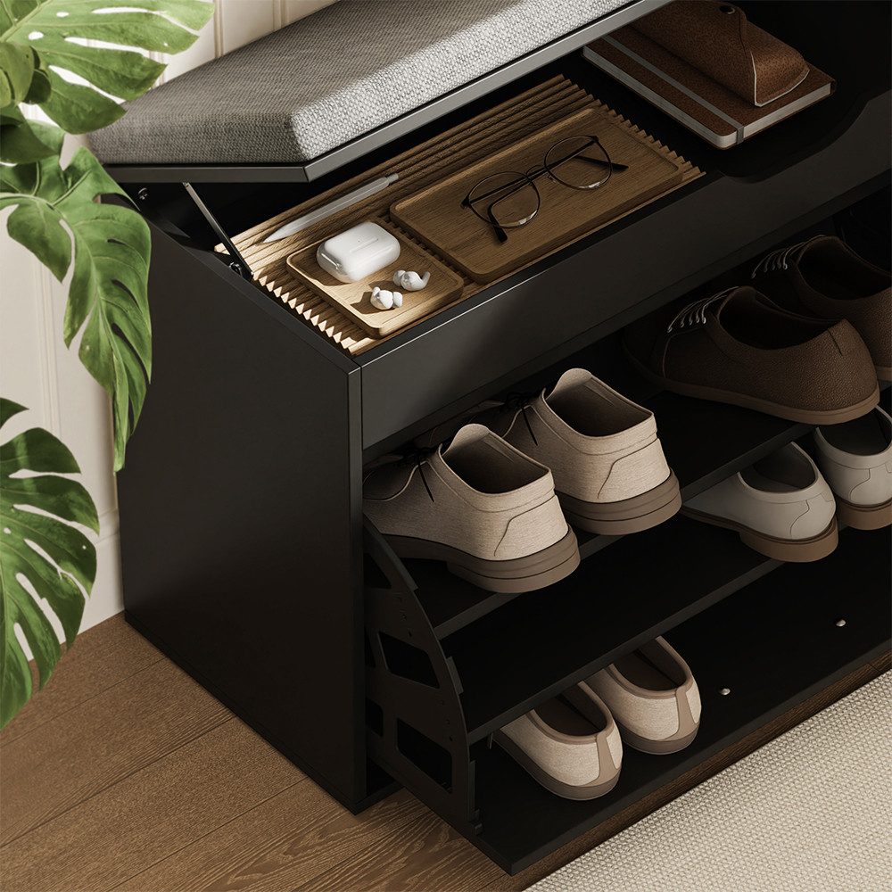 Vicco Schuhbank Solino, Schwarz/Grau, 90 x 50 cm mit Sitzfläche (1-St)