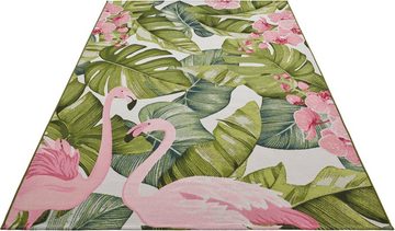 Outdoorteppich Tropical Flamingo, HANSE Home, rechteckig, Höhe: 3 mm, In-& Outdoor, Teppich, Wetterfest, Balkon, Garten, Wohnzimmer, Floral