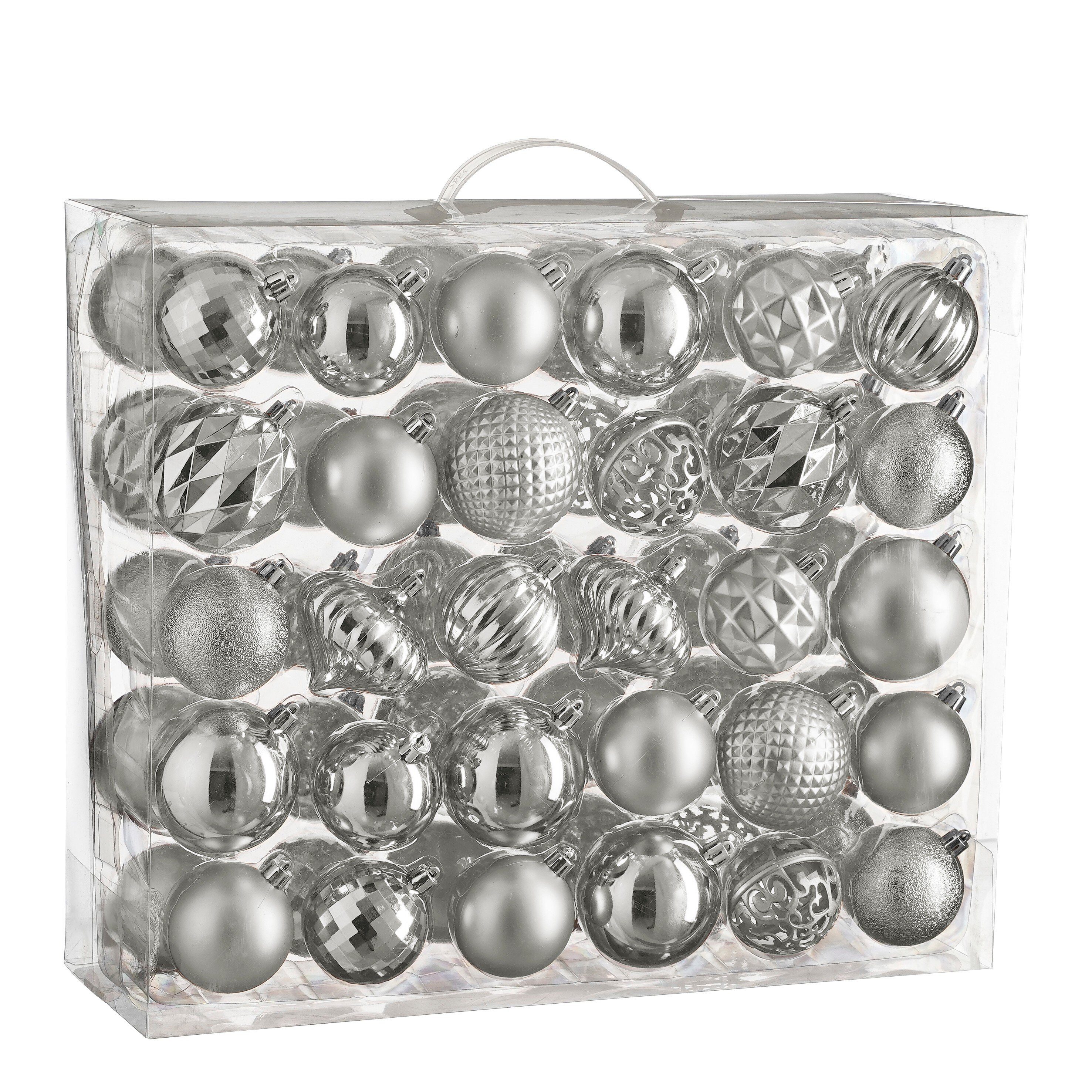 House of Seasons Weihnachtsbaumkugel House of Seasons Baum Dekoration bruchfest silber 60 Stueck - d7cm