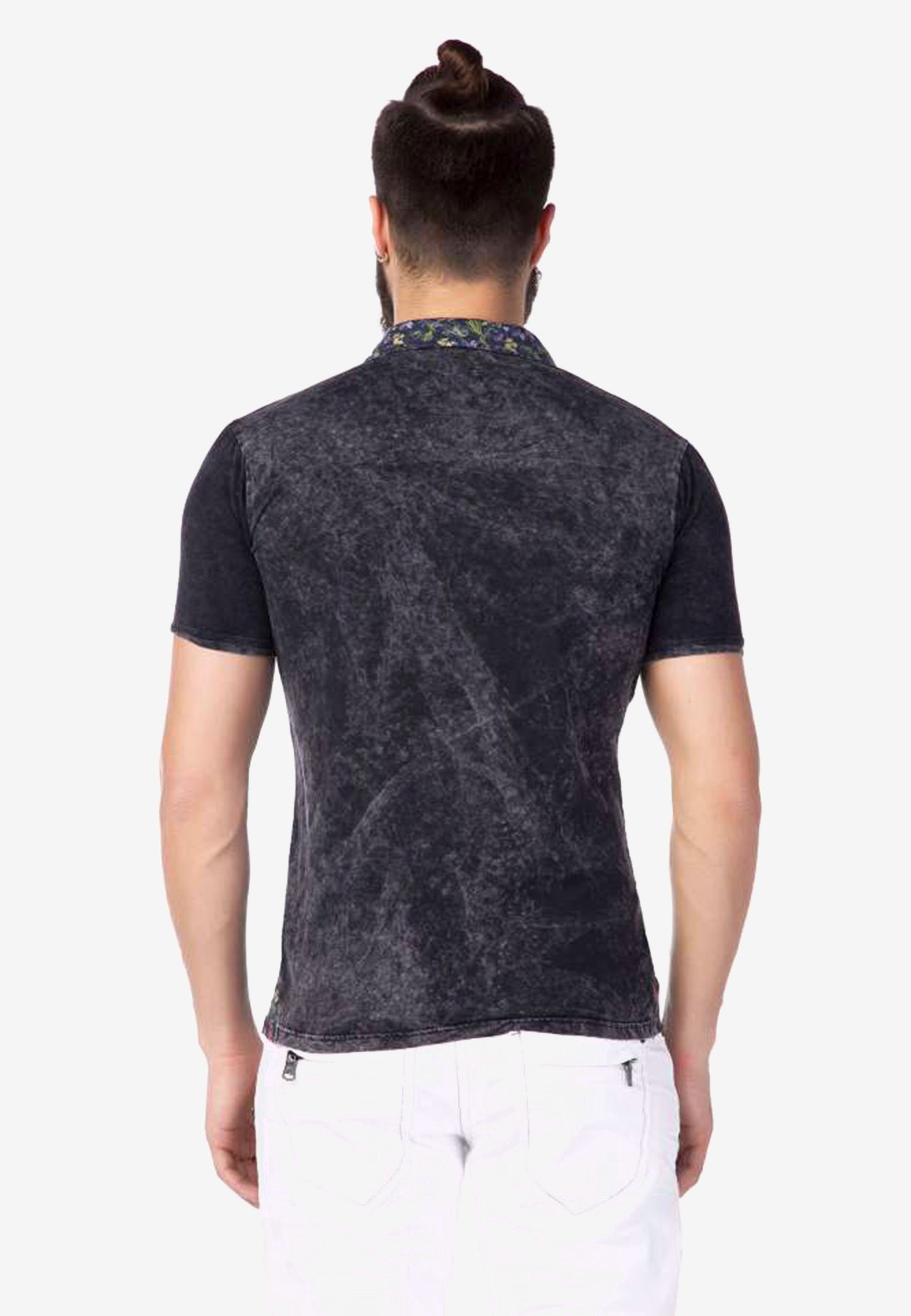 Baxx anthrazit-schwarz Color-Blocking-Stil im Cipo & Poloshirt