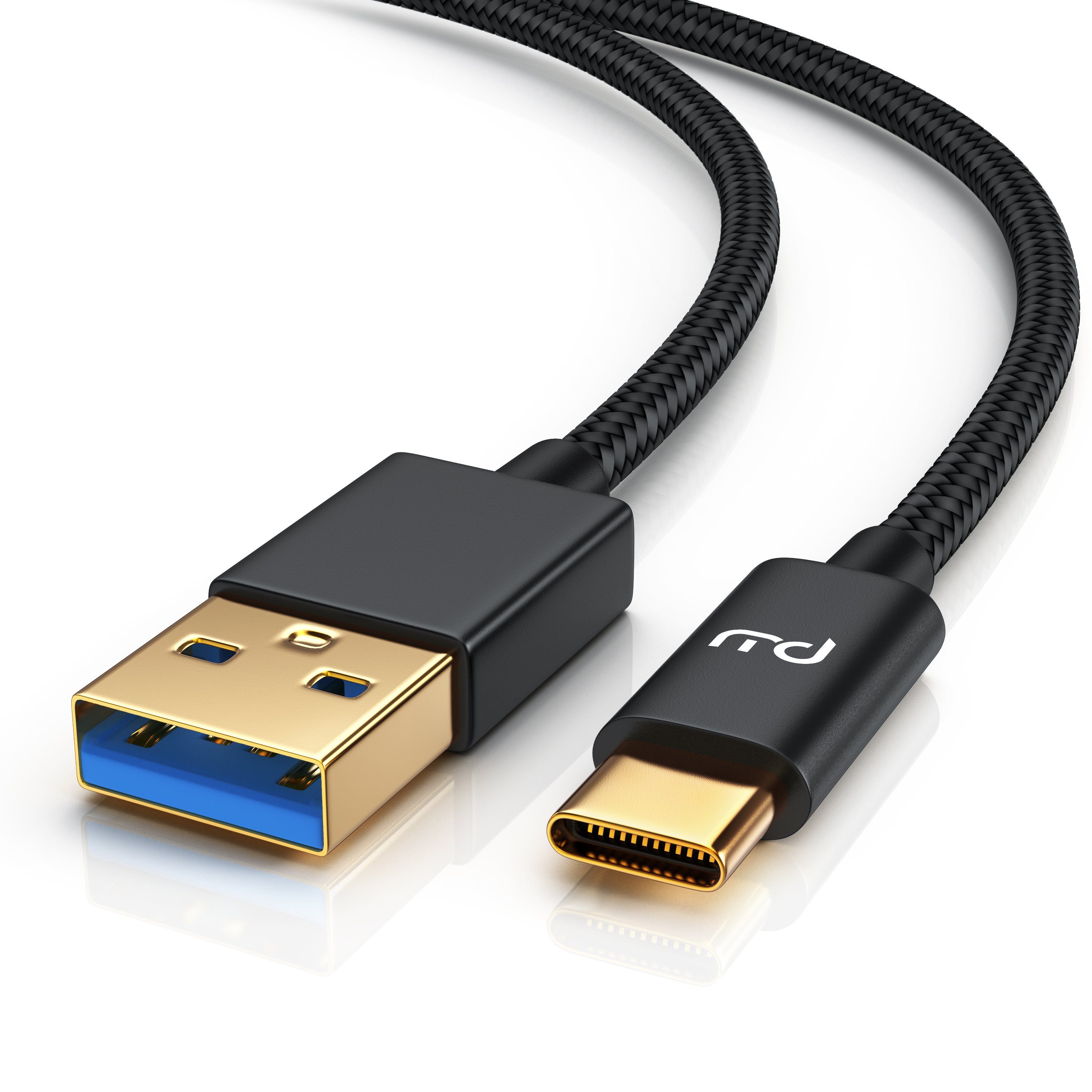 Primewire Datenkabel, Ladekabel, Nylonmantel, bidirektional, Geschirmt - 0,5m USB-Kabel, 3.1, USB 3.0 Typ A, USB-C (50 cm), für Smartphone, Tablet & Powerbank, schnelles Laden & Datentransfer