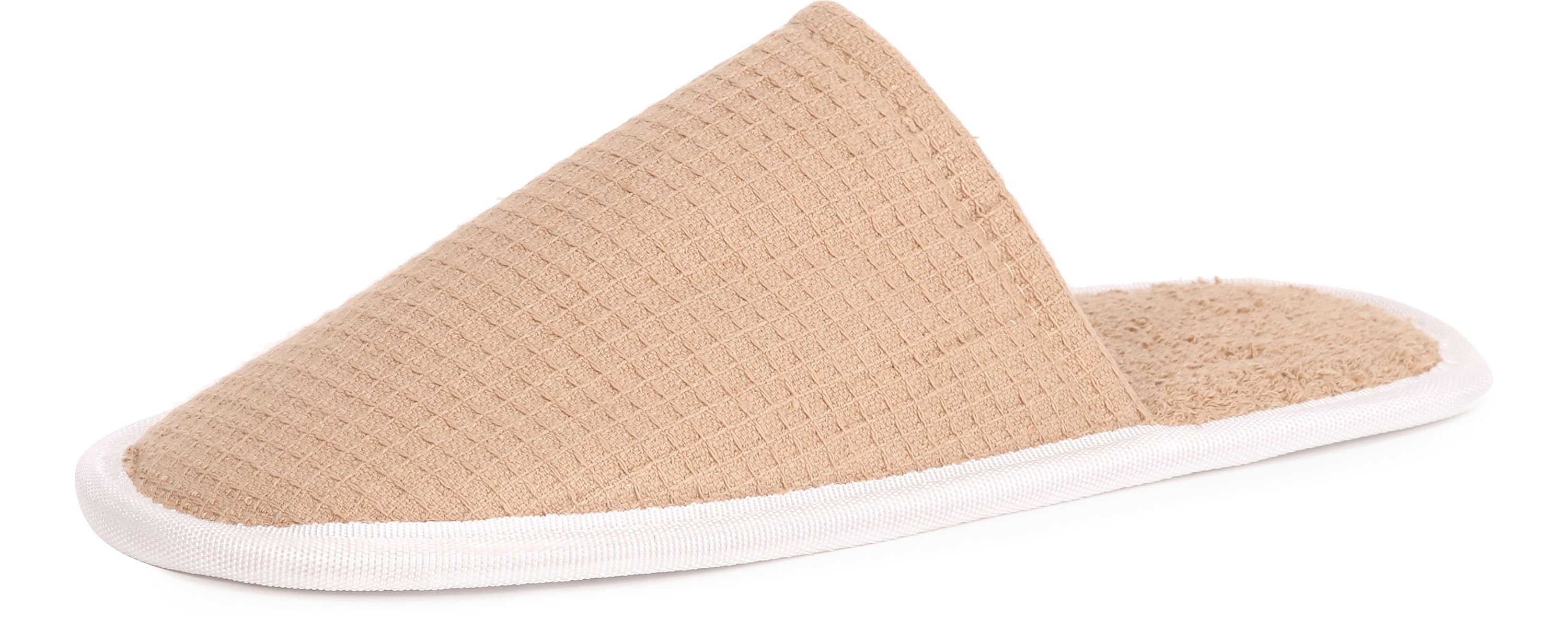 Ladeheid Damen Frottee Spa Slipper Hausschuhe 26 cm Lange LA40-209/210 Slipper Beige8-2