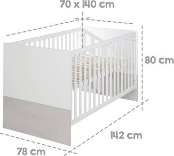 roba® Babymöbel-Set Julia, (Spar-Set, 2-St., Gitterbett, Wickelkommode), mit Kinderbett und Wickelkommode