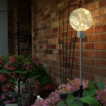 etc-shop LED Gartenleuchte, LED-Leuchtmittel fest verbaut, Warmweiß, 6er Set LED Kugel Steck Lampen SOLAR Deko Außen Beleuchtung