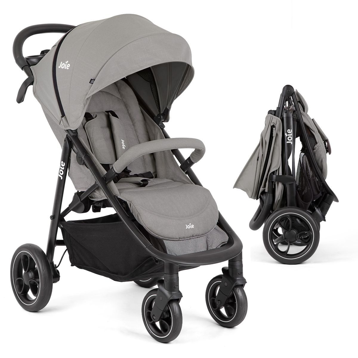 Joie Kinder-Buggy Litetrax - Pebble, Sportwagen mit Liegeposition & Regenschutz bis 22 kg belastbar