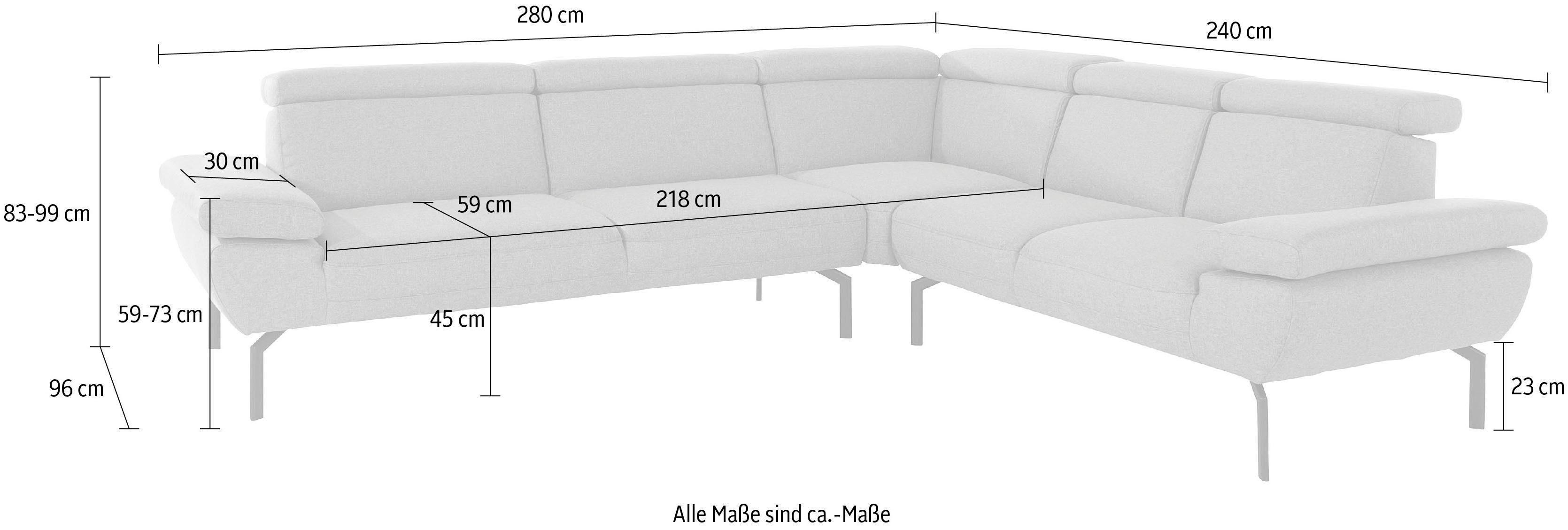 Places of Style Ecksofa Rückenverstellung, in Lederoptik Luxus-Microfaser mit Trapino Luxus, wahlweise