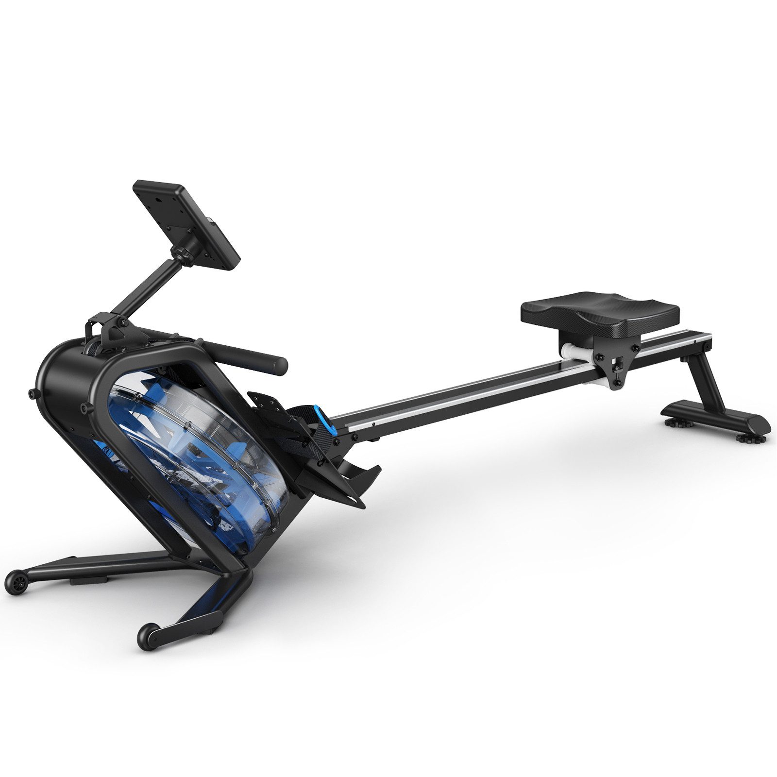 MERACH Rudergerät Wasserrudergerät für zuhause, Magnetisches Rudergerät mit LCD-Display (Bluetooth App unterstützt, Einstellbaren Widerstandsstufen, mit Ipad-Halterung und Ergonomie Sitzkissen), 160kg Gewichtskapazität, Vertikal Verstaubar