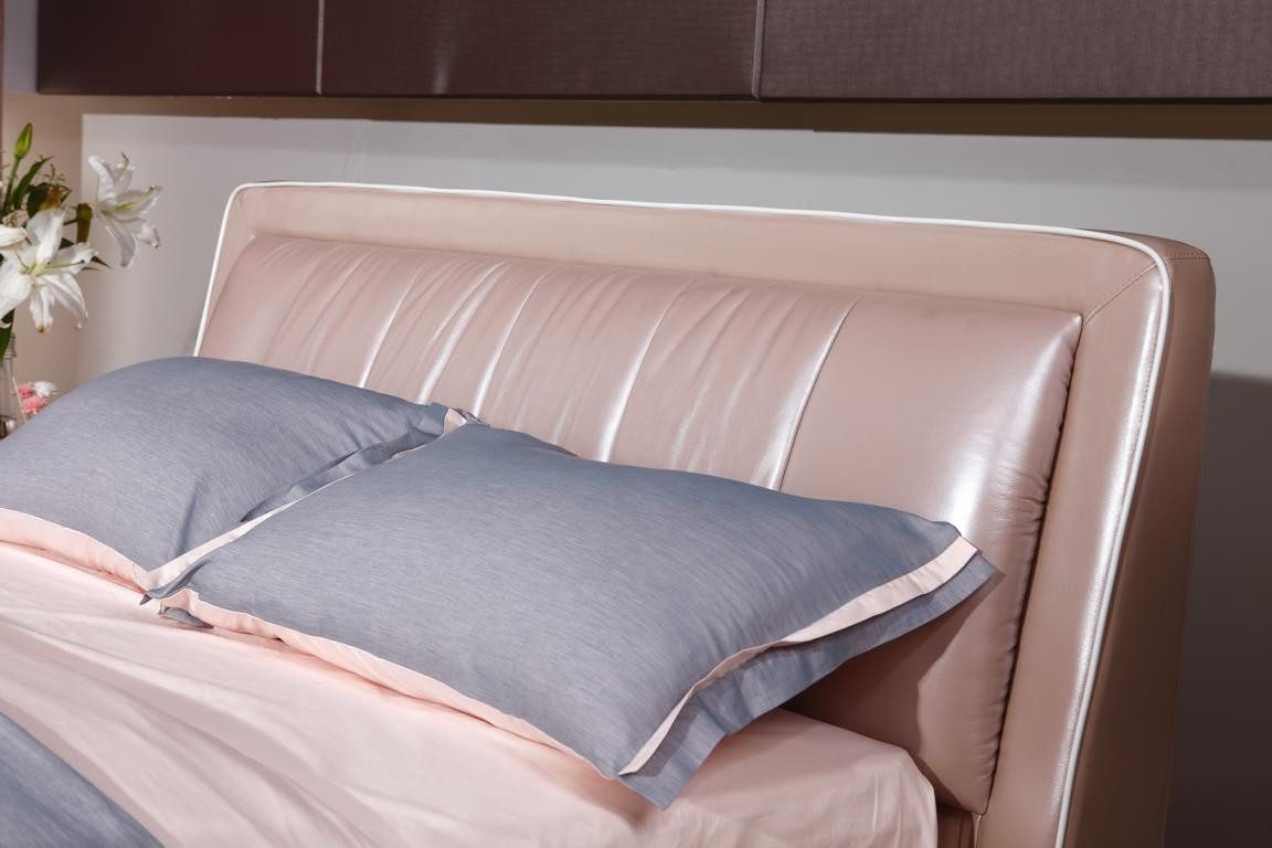 Xlmoebel Lederbett Elegantes Designer Doppelbett mit Lederbezug und luxuriösem Polster (Doppelbett, Designer Bett 2111), Hergestellt in Europa