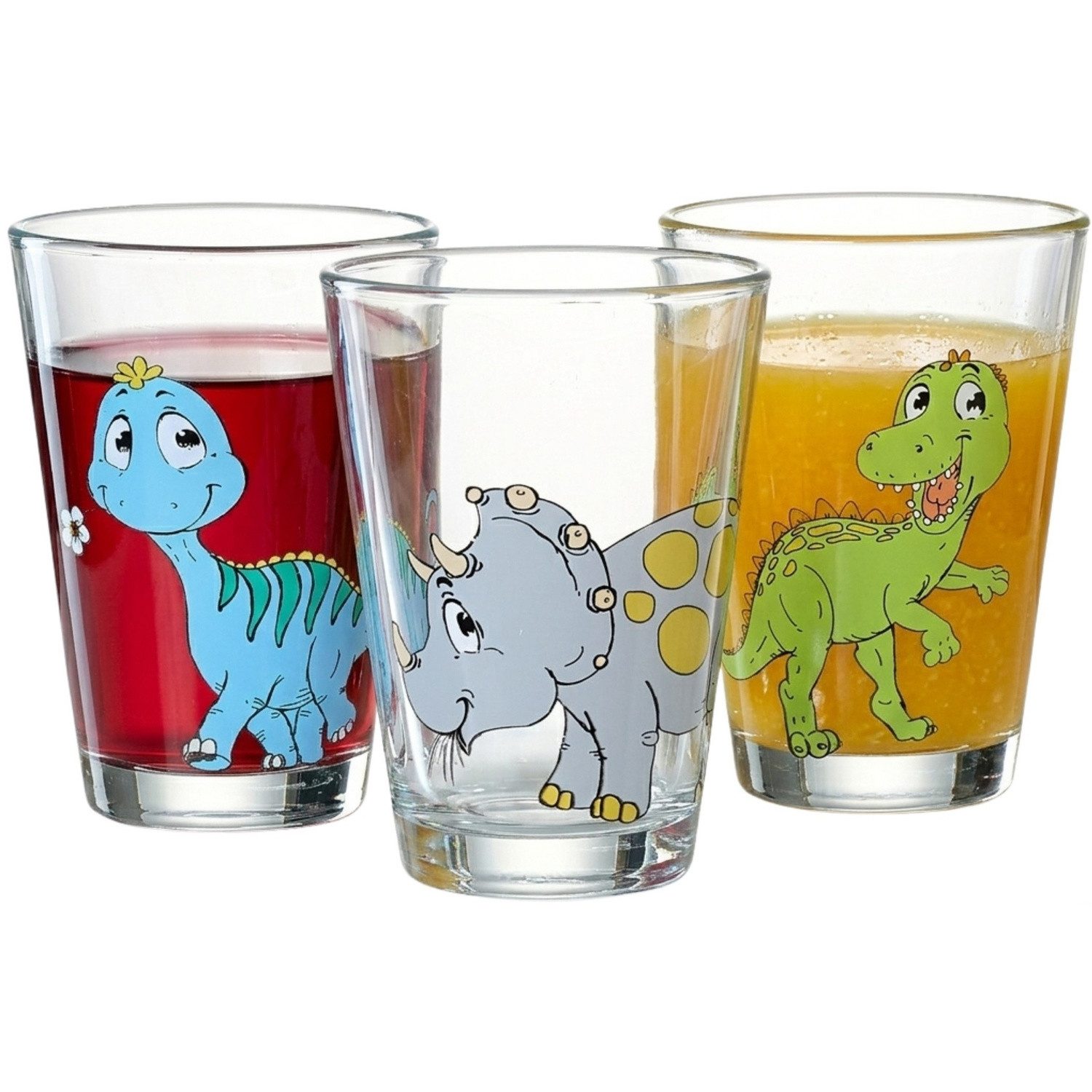 Ritzenhoff & Breker Glas Kindergläser Set Dino 3 teilig Bunt, Glas
