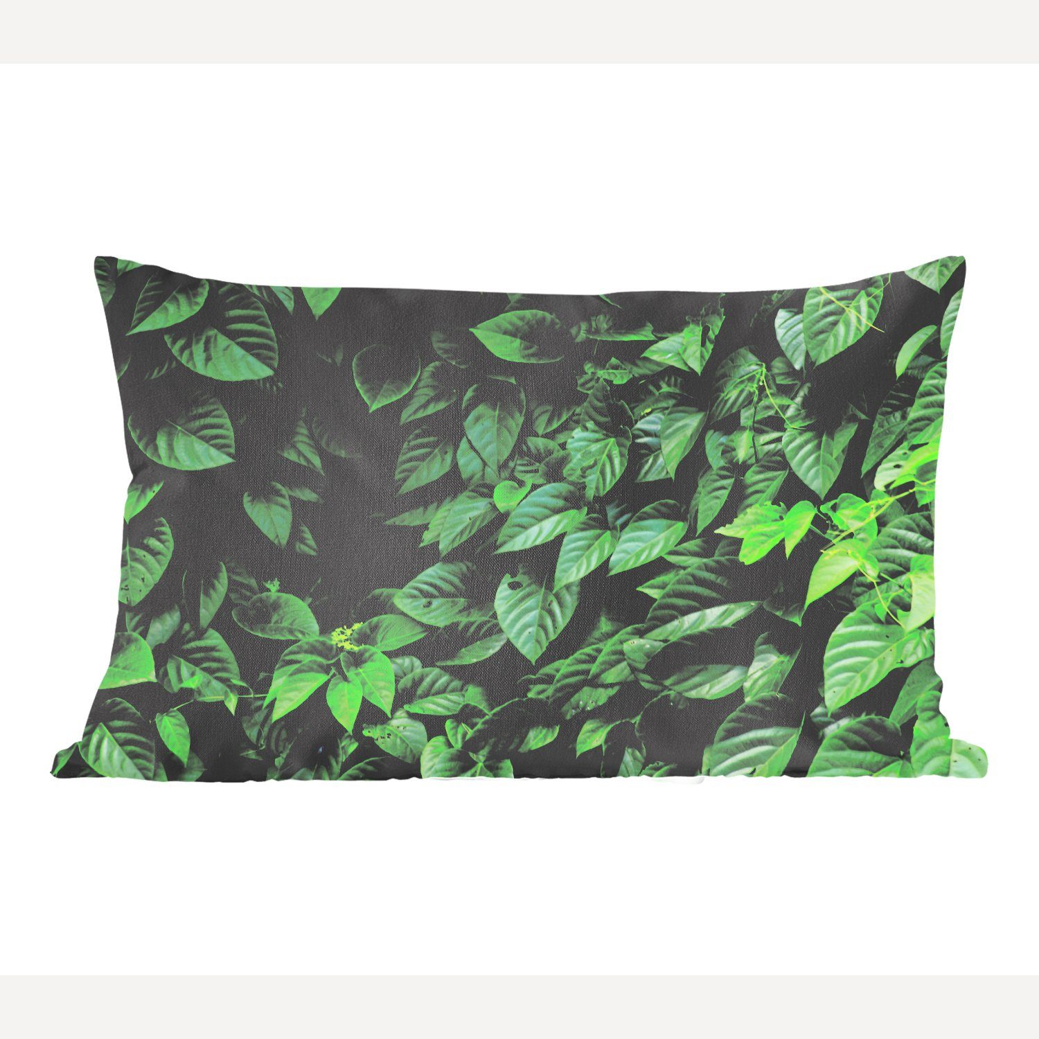 Wohzimmer Grüne Dekokissen Dekoration, mit Schlafzimmer Dekokissen Füllung, Blätter, Zierkissen, MuchoWow