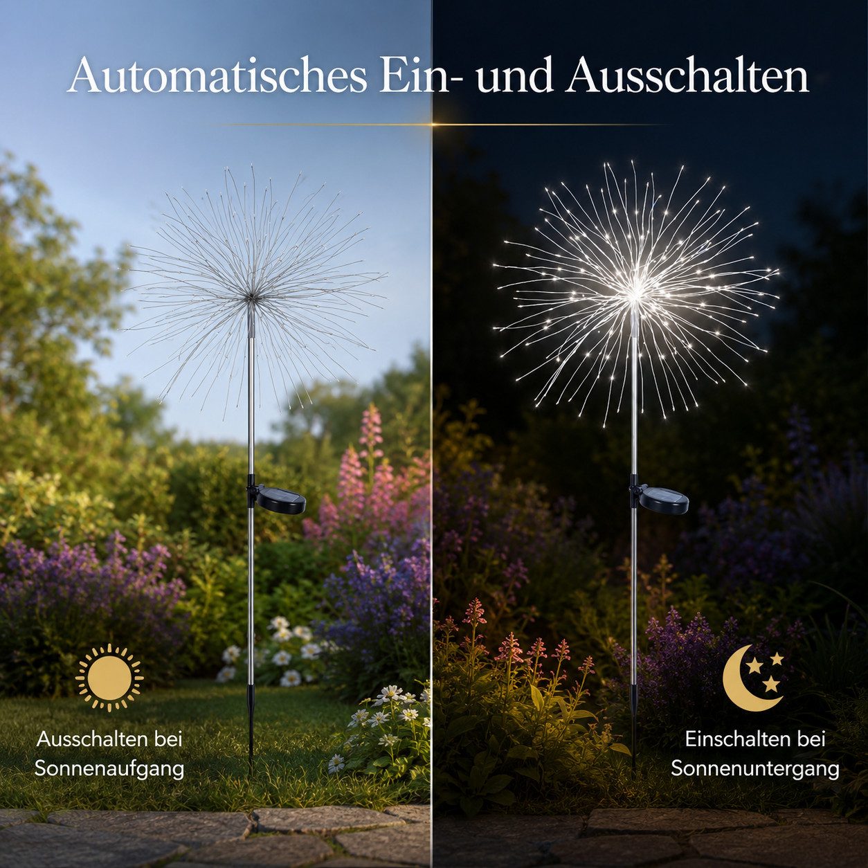 pedete LED Solarleuchte LED Solarleuchte Solarlampen Garten 120 LED Feuerwerk Solarleuchten, gartendeko, solarlampen für außen, Warmweiß, Tageslichtweiß, Leucht – Bild 5 von 5