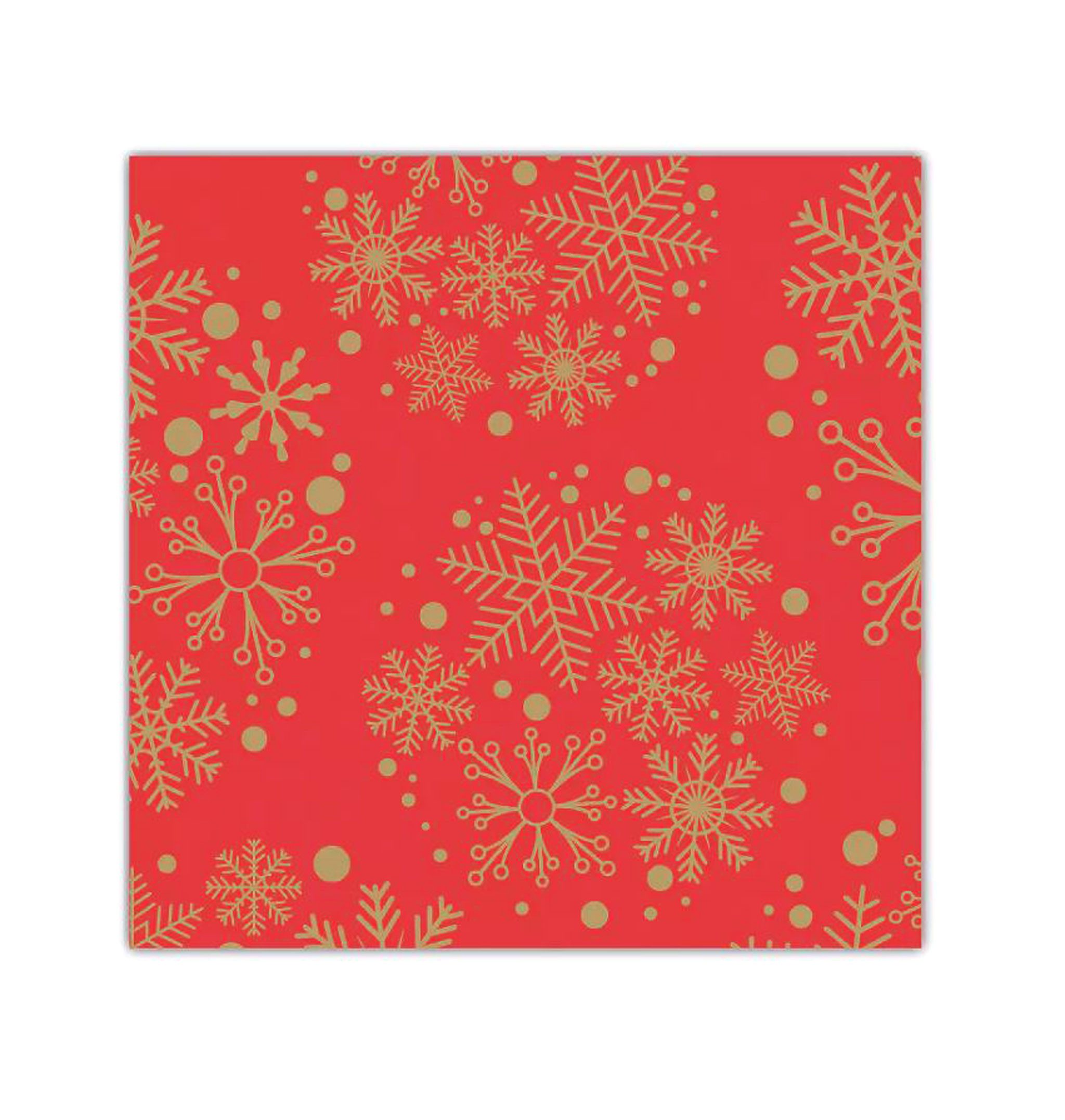 AVA Papierserviette, Servietten stoffähnlich 40x40cm mit Schneeflocken 25 Stück Rot / Gold