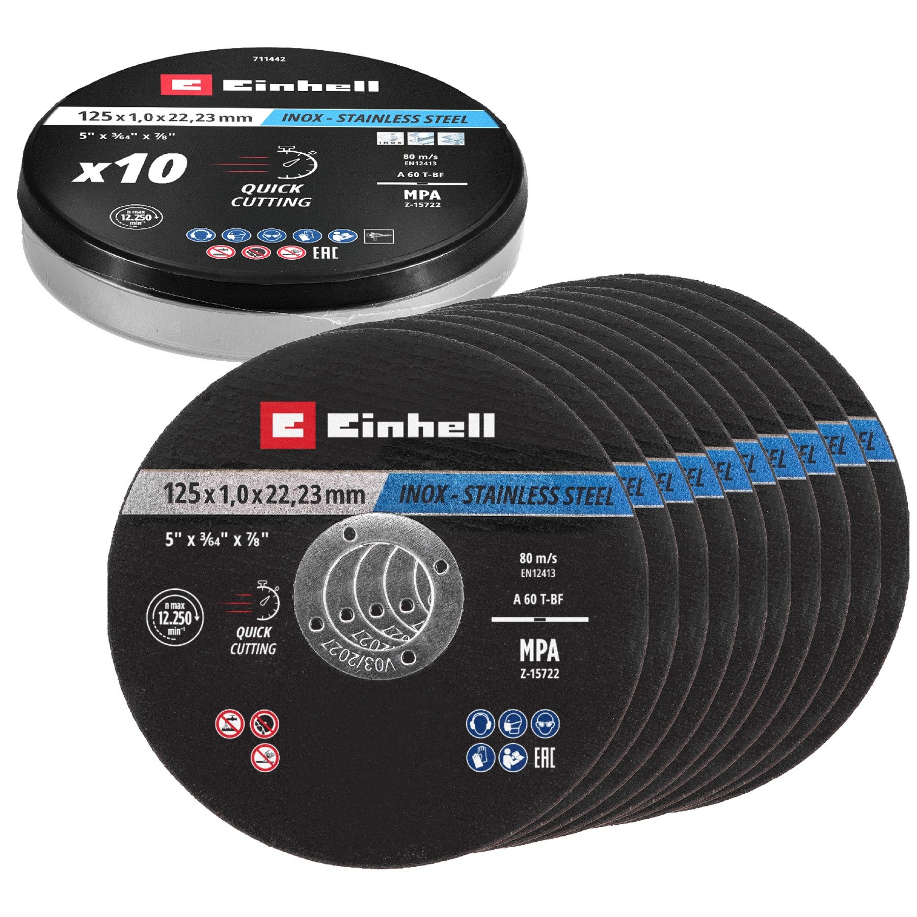 Einhell Отрезные диски EINHELL Отрезные диски, 711442, 125x1,0 mm, 10 Stück