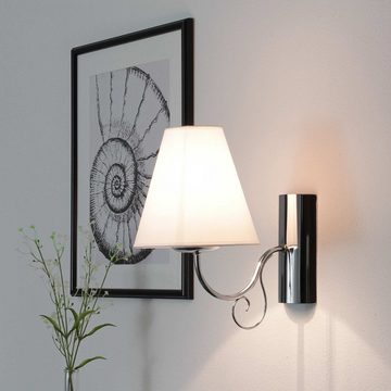 Licht-Erlebnisse Wandleuchte VELIO ABAZUR, ohne Leuchtmittel, Wandlampe Weiß Chrom E27 Klassisch Beleuchtung