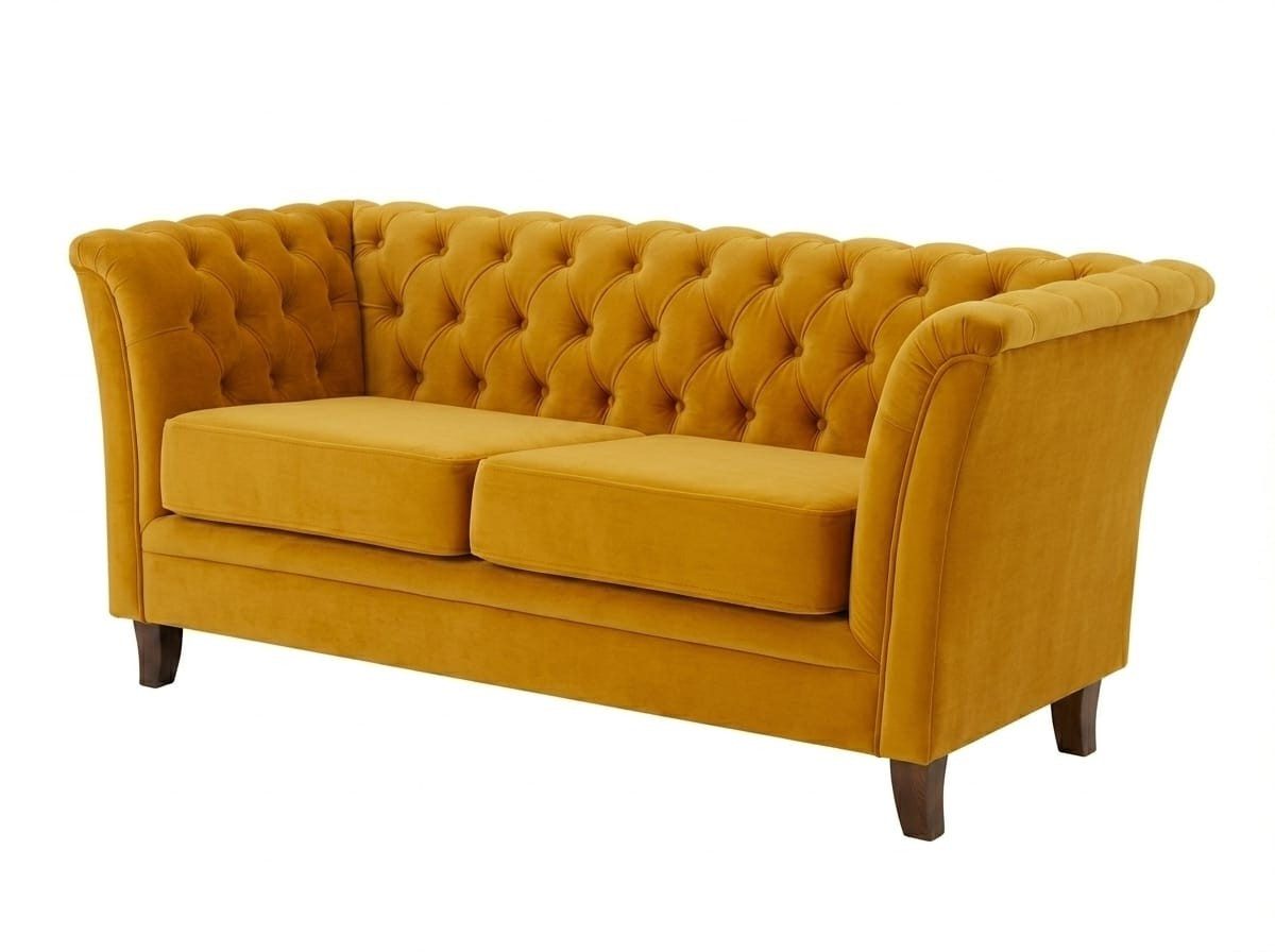 Xlmoebel Chesterfield-Sofa Dunkelgelbes Chesterfield-Sofa für 2 Personen im klassischen Stil, 1 Teile, Made in Europa