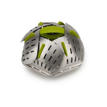 Joseph Joseph Dampfgarer Bloom™ Steel Folding Steamer Basket, Dampfgareinsatz, aus Edelstahl, Dünsteinsatz, stahlgrau/grün