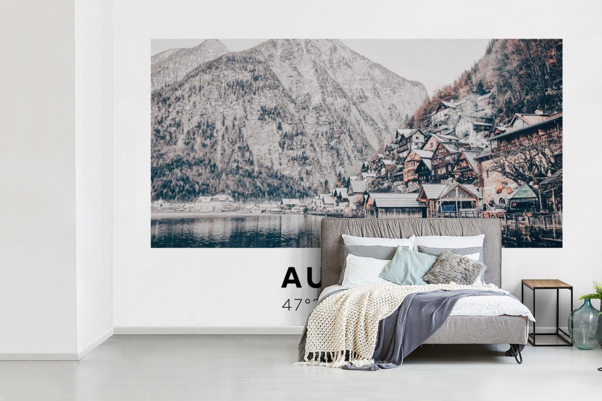 Schlafzimmer, St), bedruckt, Berge Wohnzimmer, Fototapete Kinderzimmer, Tapete Alpen, Österreich - MuchoWow - Wallpaper - (6 Wasser für Vinyl Matt,