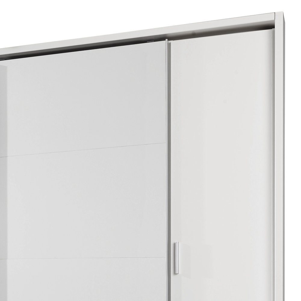 Modern mit 2 viel Holzwerkstoff, Weiß Einlegeböden Kleiderstangen, Mehrzweckschrank) Design, 10 Schwebetürenschrank und Stauraum Arafo Stylefy (Kleiderschrank, aus