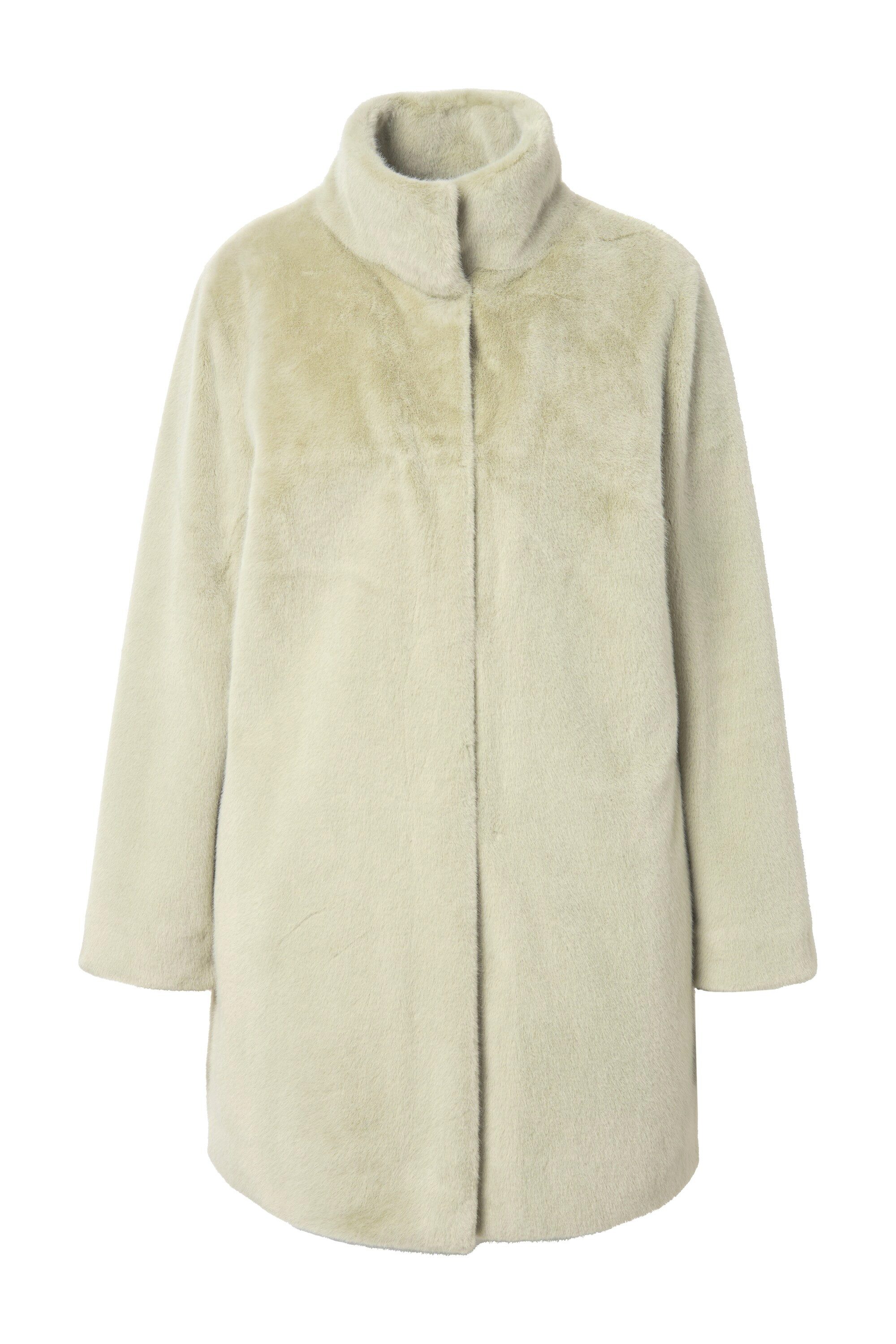 Ulla Popken Wintermantel Kunstfellbesatzmantel Stehkragen Knopfleiste günstig online kaufen