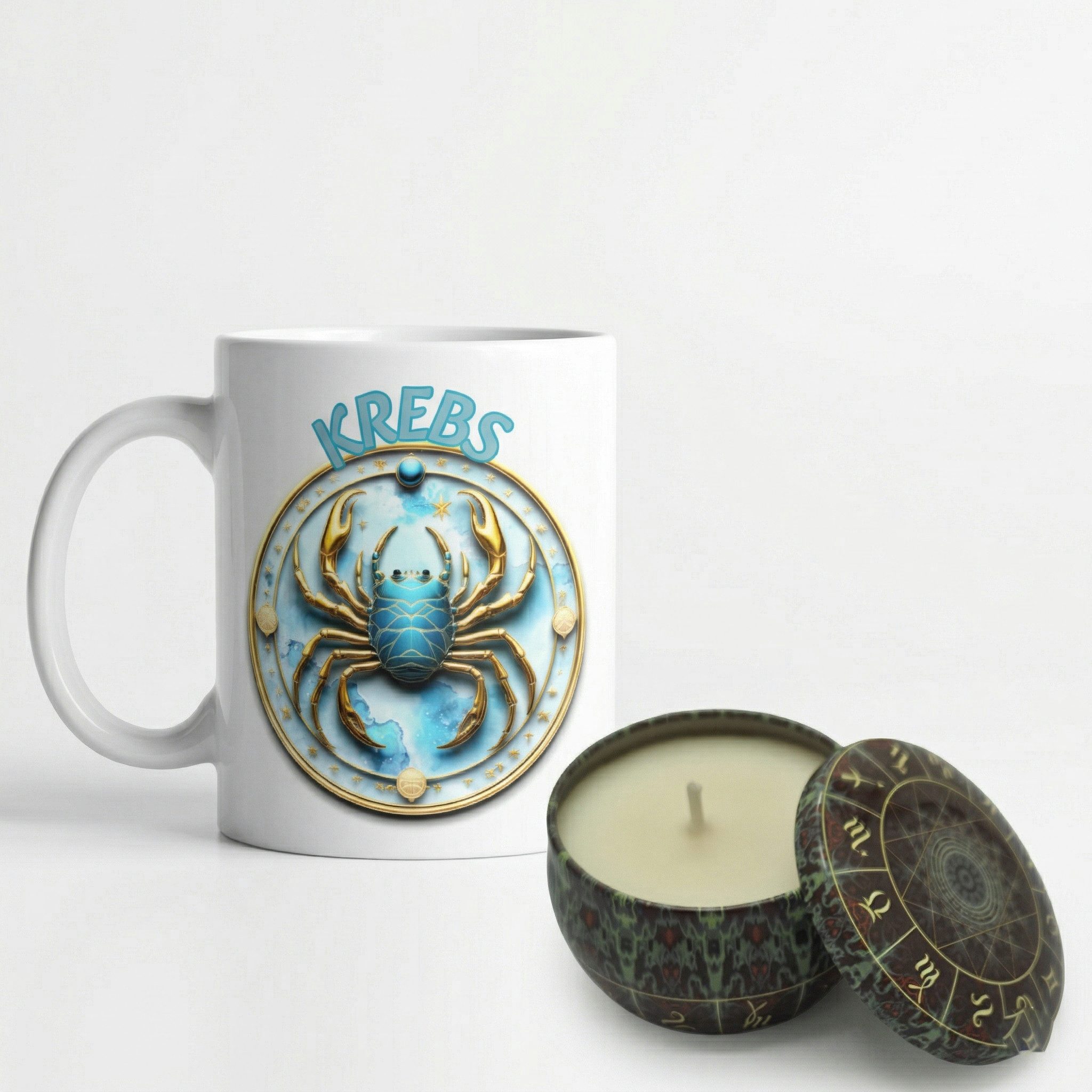 Tasse Sternzeichen Zodiac Kaffeetasse Teetasse Tasse 325 ml plus Kerze