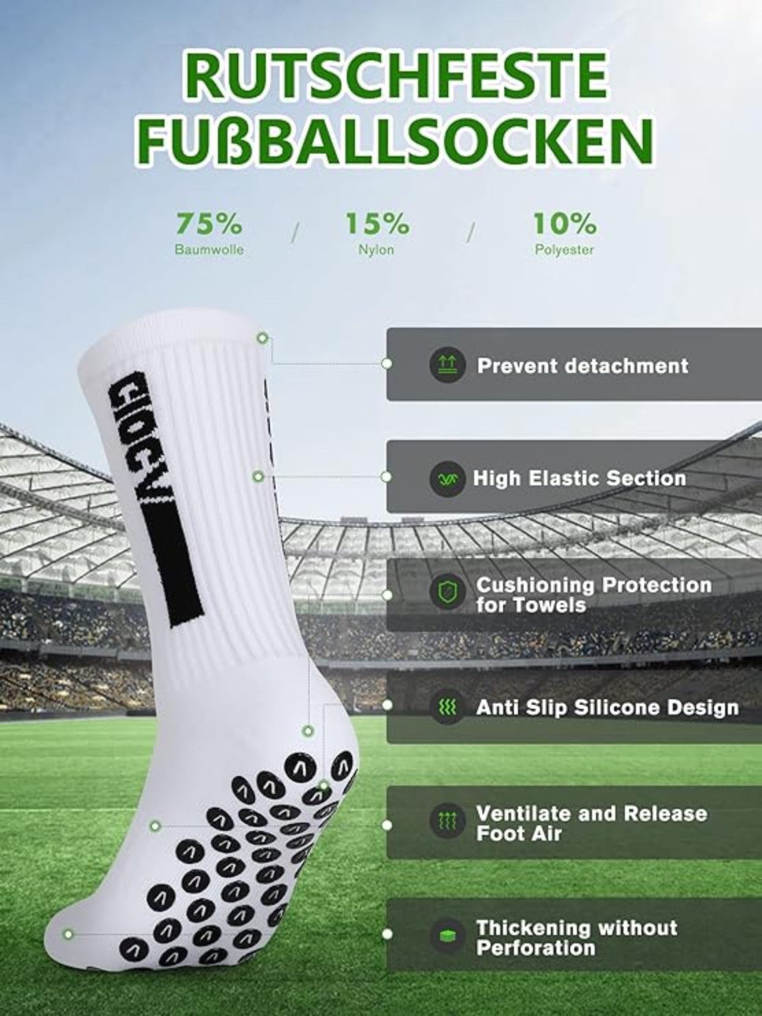 Blusmart Fußball Stutzenstrümpfe Unisex 5er-Pack Fußballsocken (Anti-Rutsch günstig online kaufen