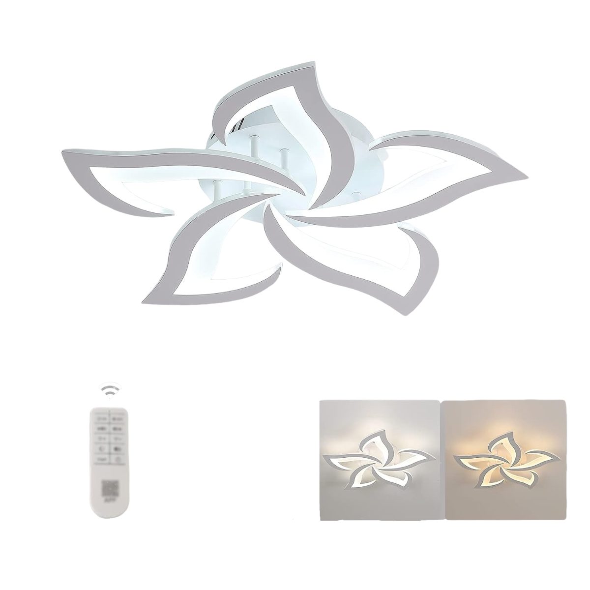 Riserva LED Deckenleuchte LED Deckenleuchte Dimmbar 40W Weiß mit Fernbedienung App 60cm, Kein Flimmern,Augenschutz Design,für Schlafzimmer,Wohnzimmer,Büro