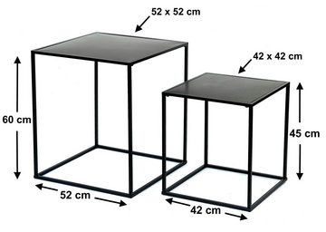 DanDiBo Couchtisch Couchtisch Schwarz Metall 2er Set Beistelltisch Wohnzimmer