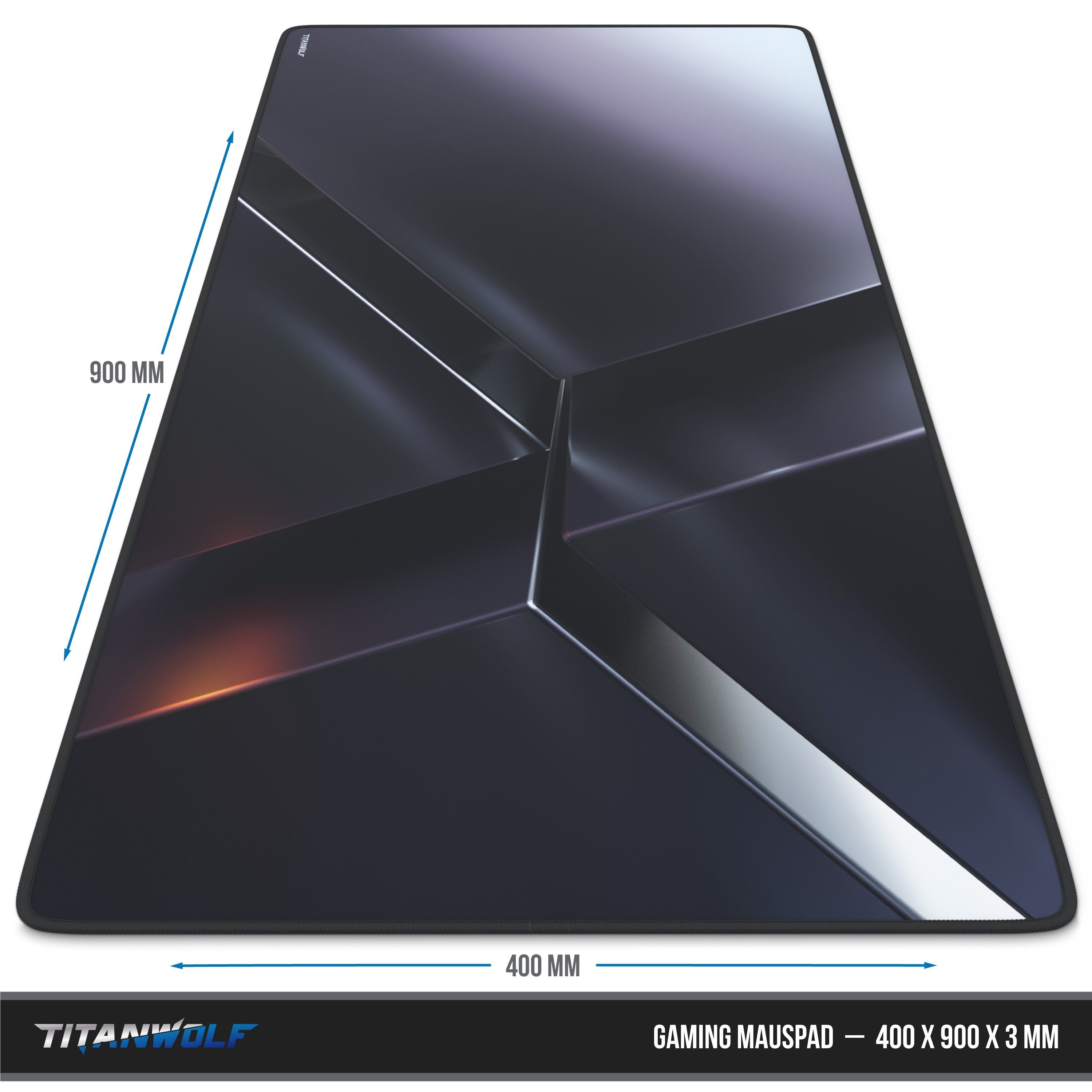 Titanwolf Gaming Mauspad XXL Speed Mousepad 900 x 400 x 3 mm, große Tischunterlage (1-St), rutschfest, abwaschbar, Geschwindigkeit & Präzision, X Motiv – Bild 5 von 5