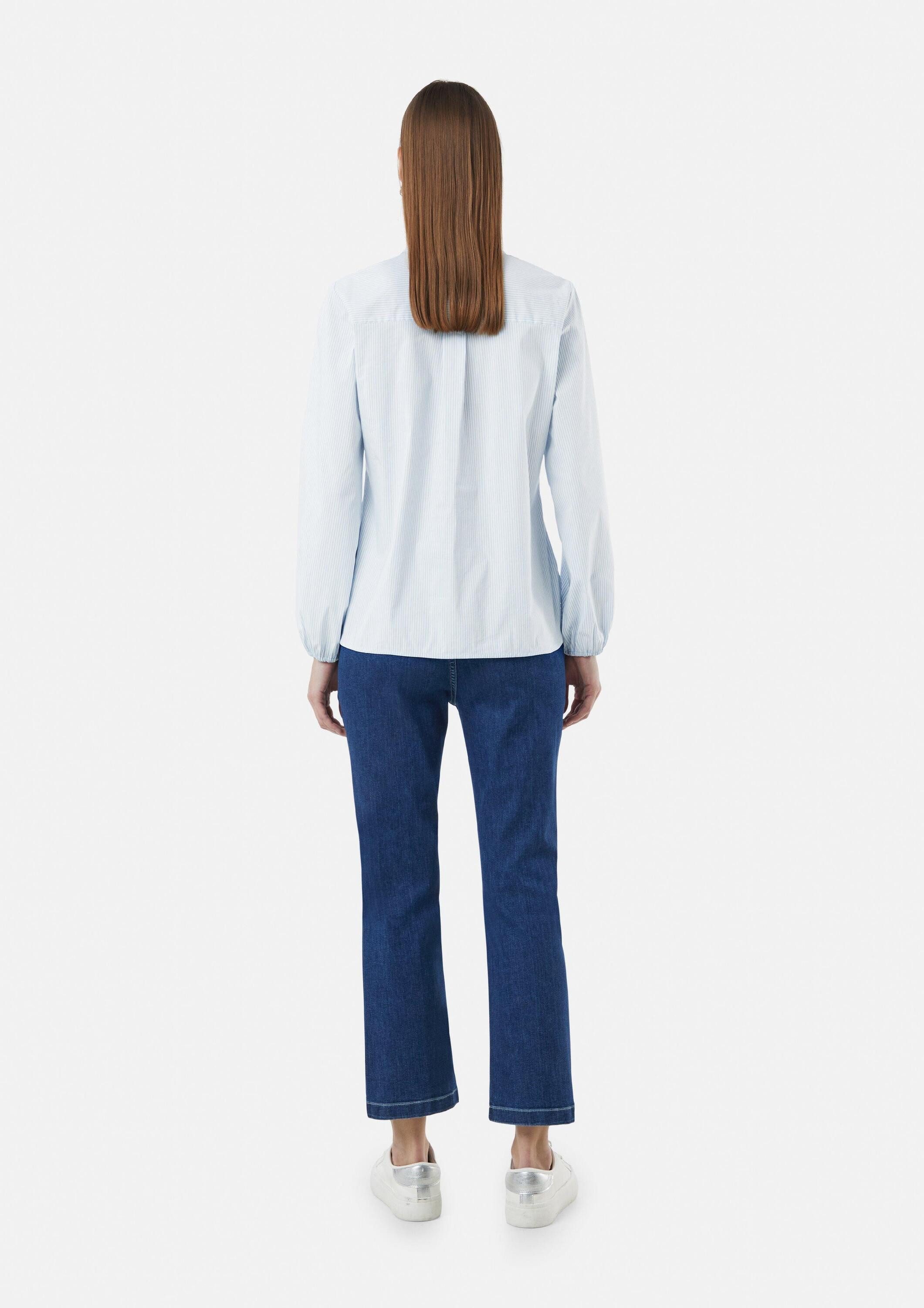 comma Langarmbluse Bluse Gestreifte Hemdbluse mit voluminösem Ärmelsaum