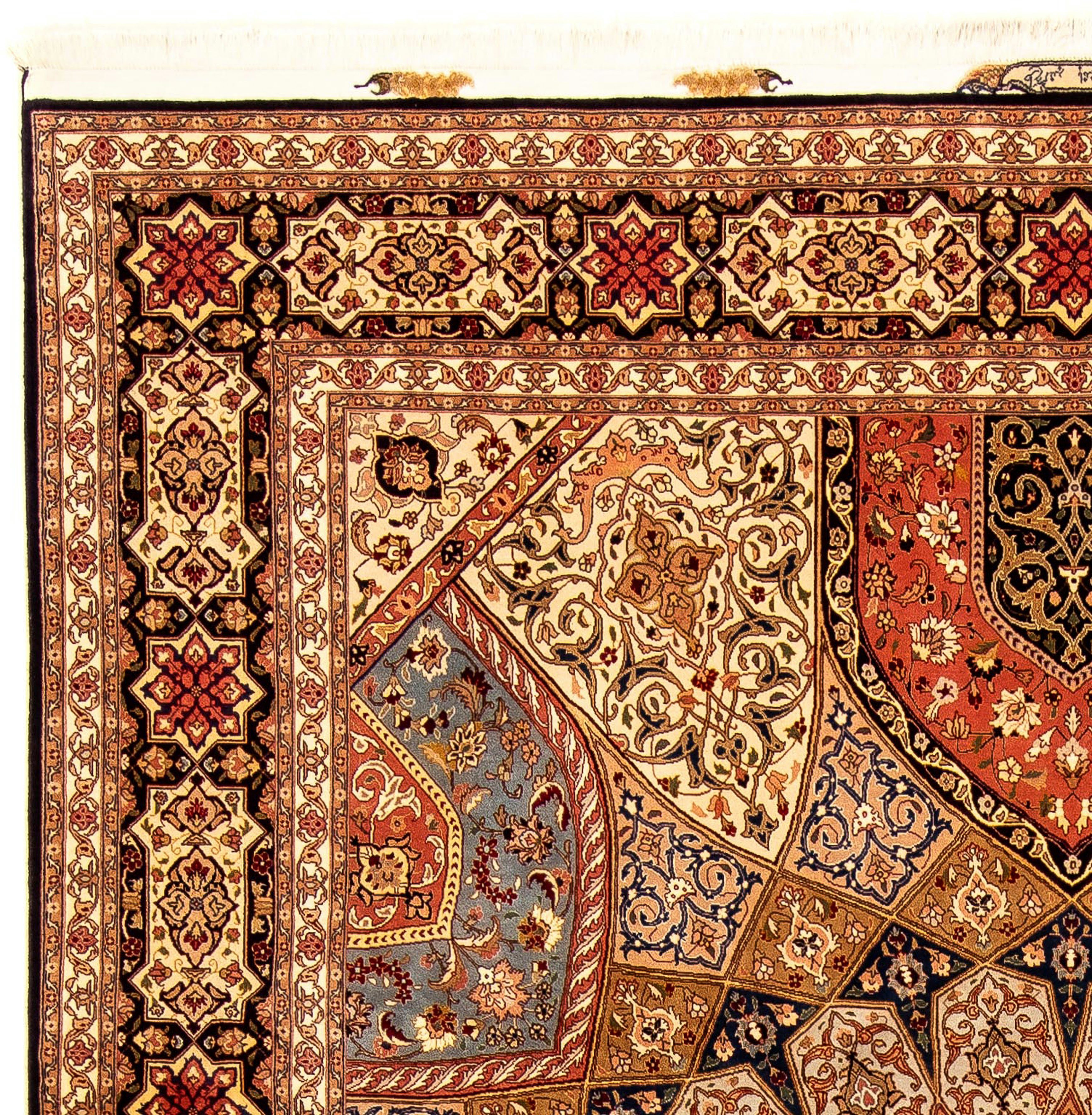 Orientteppich Perser - Täbriz - Höhe: x mit - Handgeknüpft, 252 - Royal Zertifikat mehrfarbig, 352 morgenland, mm, cm rechteckig, Wohnzimmer, 7 Einzelstück