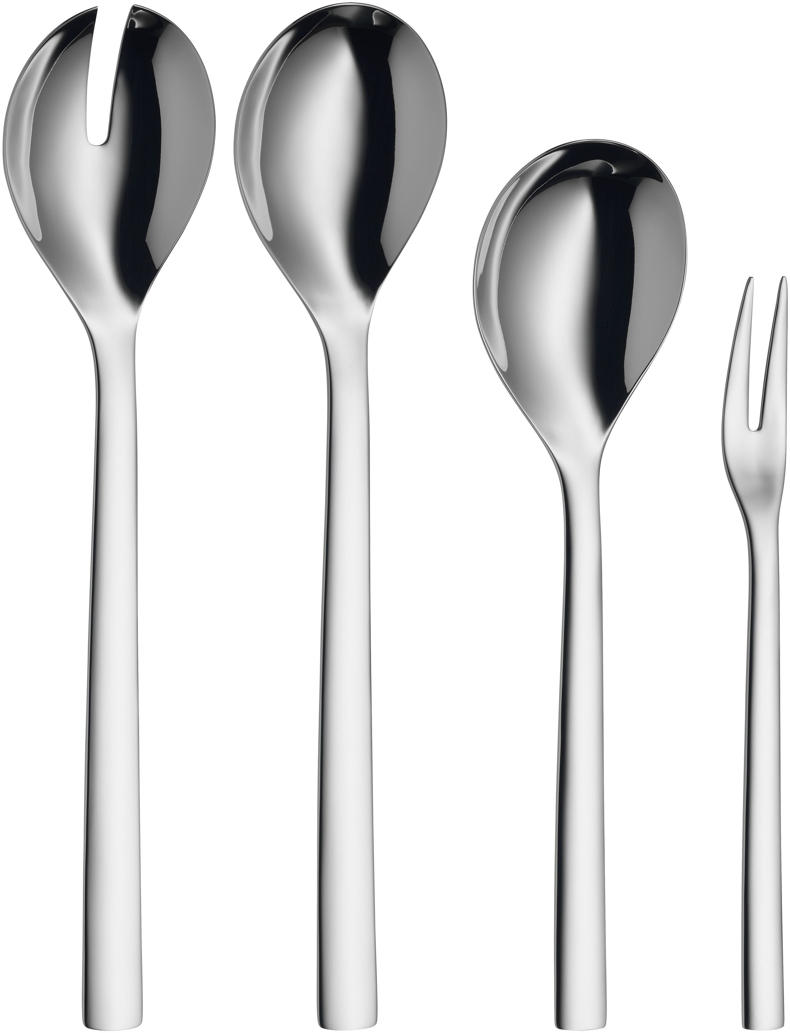 WMF Salatbesteck Nuova (Set, 4-tlg), 2x Salatbesteck, Servierlöffel 25 cm, Serviergabel 20 cm, Cromargan