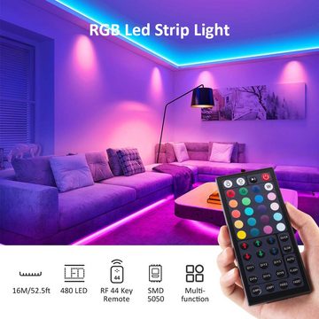 Novostella LED Stripe RGB Stripe 6/12/16M mit Fernsteuerung LED Band, LED Streifen 16M/32M, RGB Lichterkette 5050 SMD Lichtleiste Lichtband