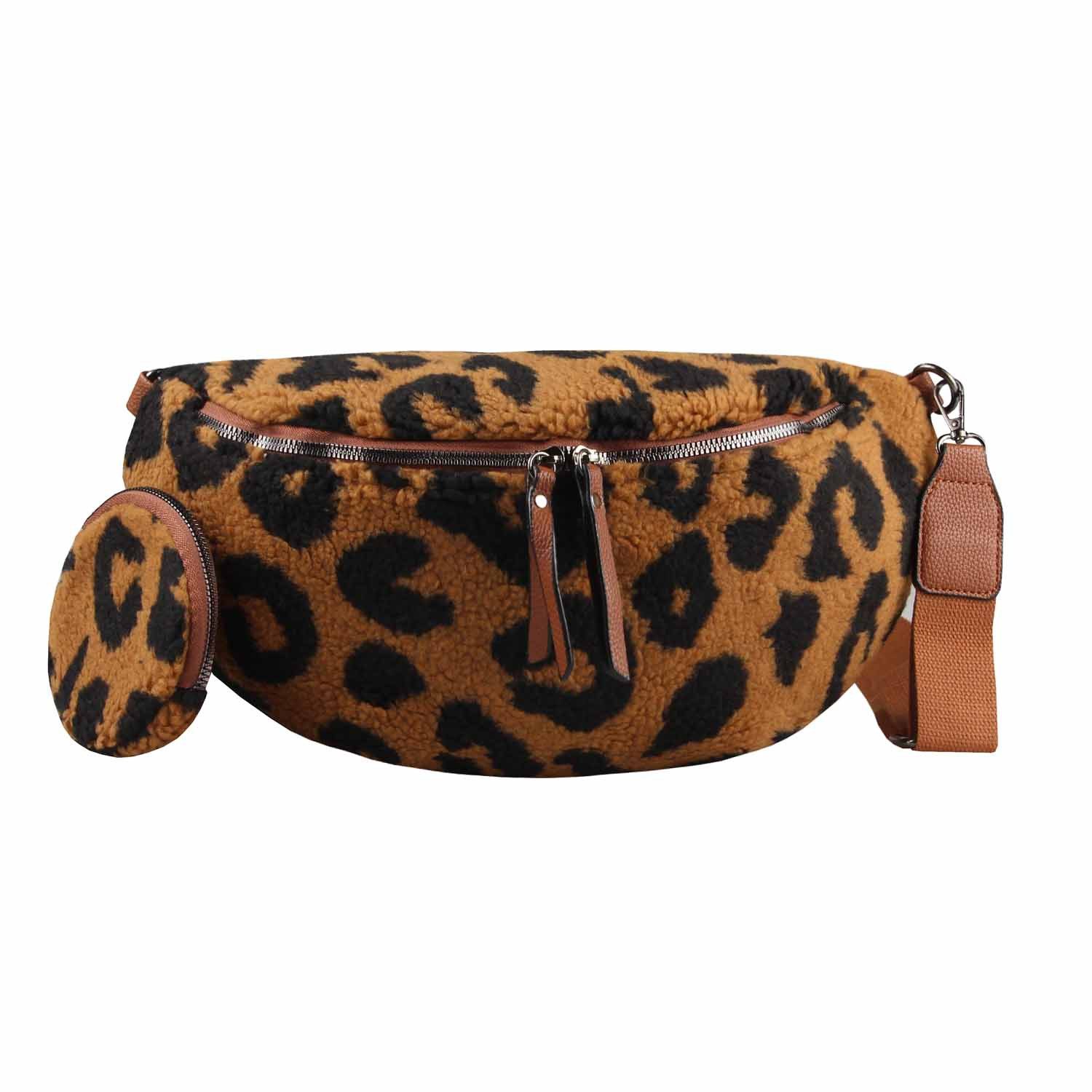 ITALYSHOP24 Bauchtasche Damen LEOPARDEN-PRINT Tasche Teddyfell Plüsch Hüftt günstig online kaufen