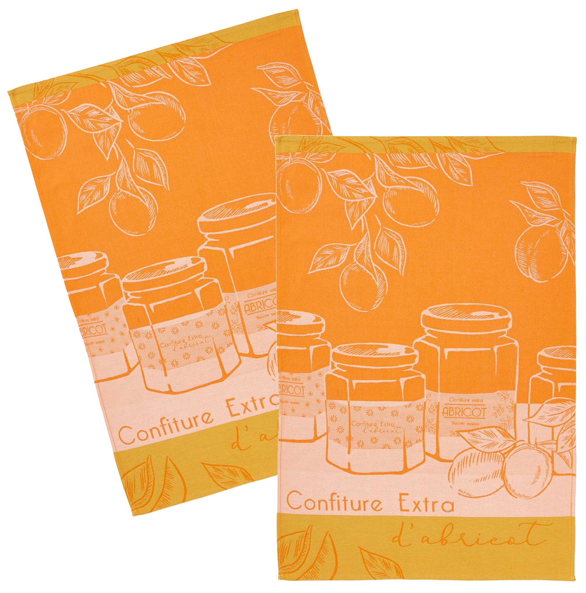 Coucke Geschirrtuch Abricots du verger, (2-tlg., 2-teilig), Küchentücher (2 Stück) ca.50x75cm Jacquard Baumwolle