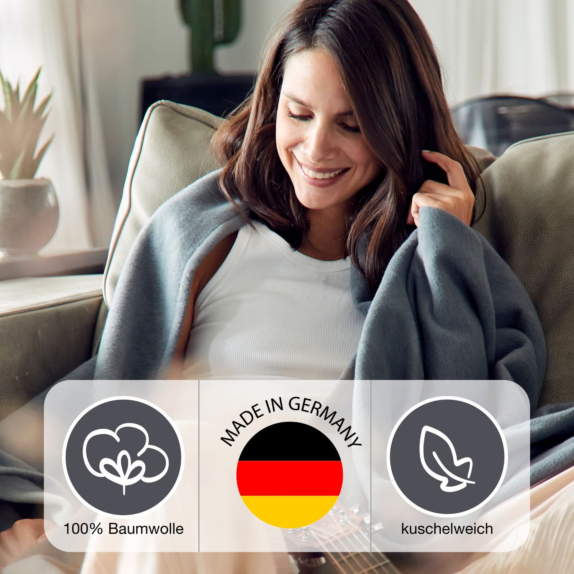 Wohndecke Cotton Pur, IBENA, in trendigen Farben