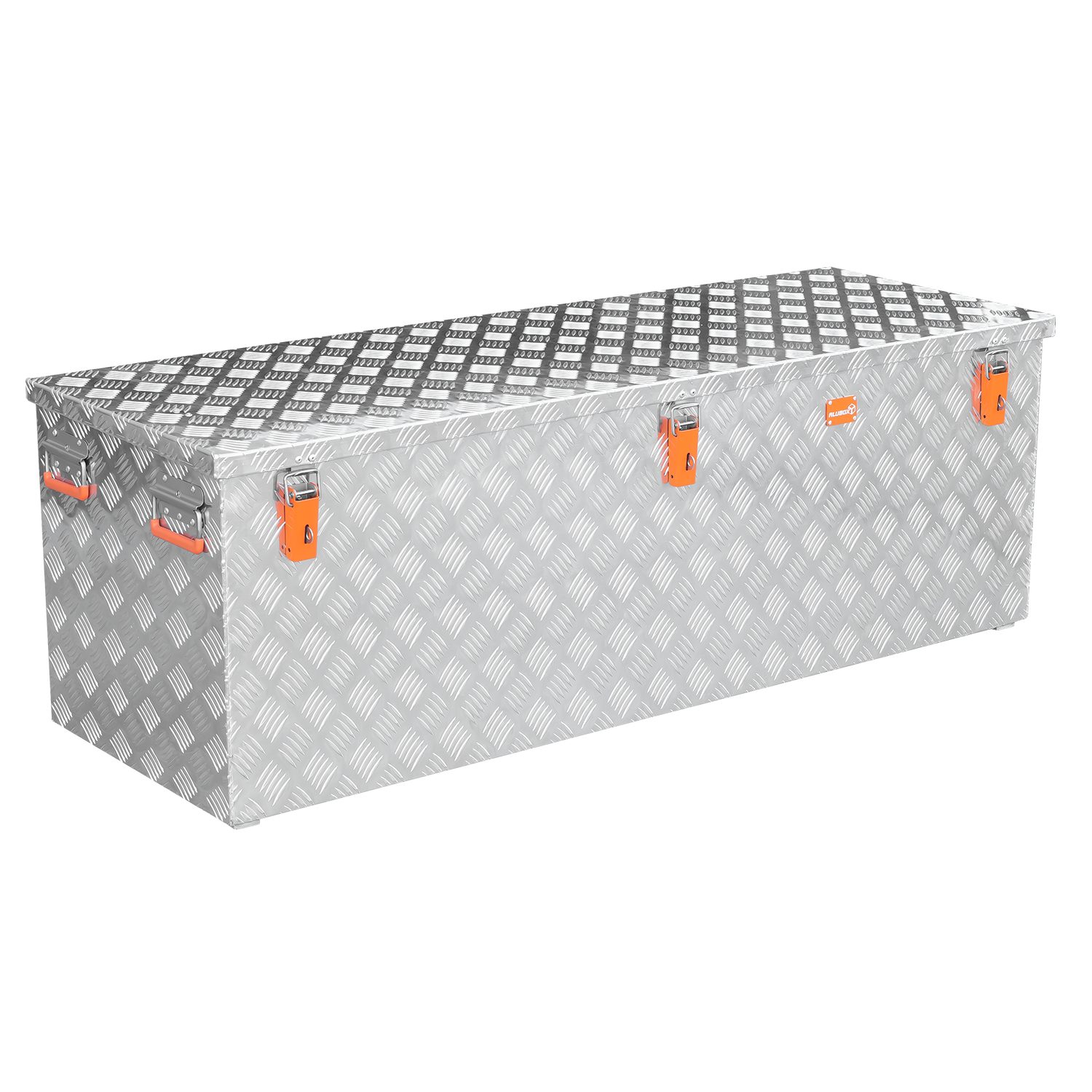 ALUBOX Aufbewahrungsbox aus Aluminiumriffelblech massiv Transportkiste (375 Liter), Fangbänder & Gasdruckheber im Deckel