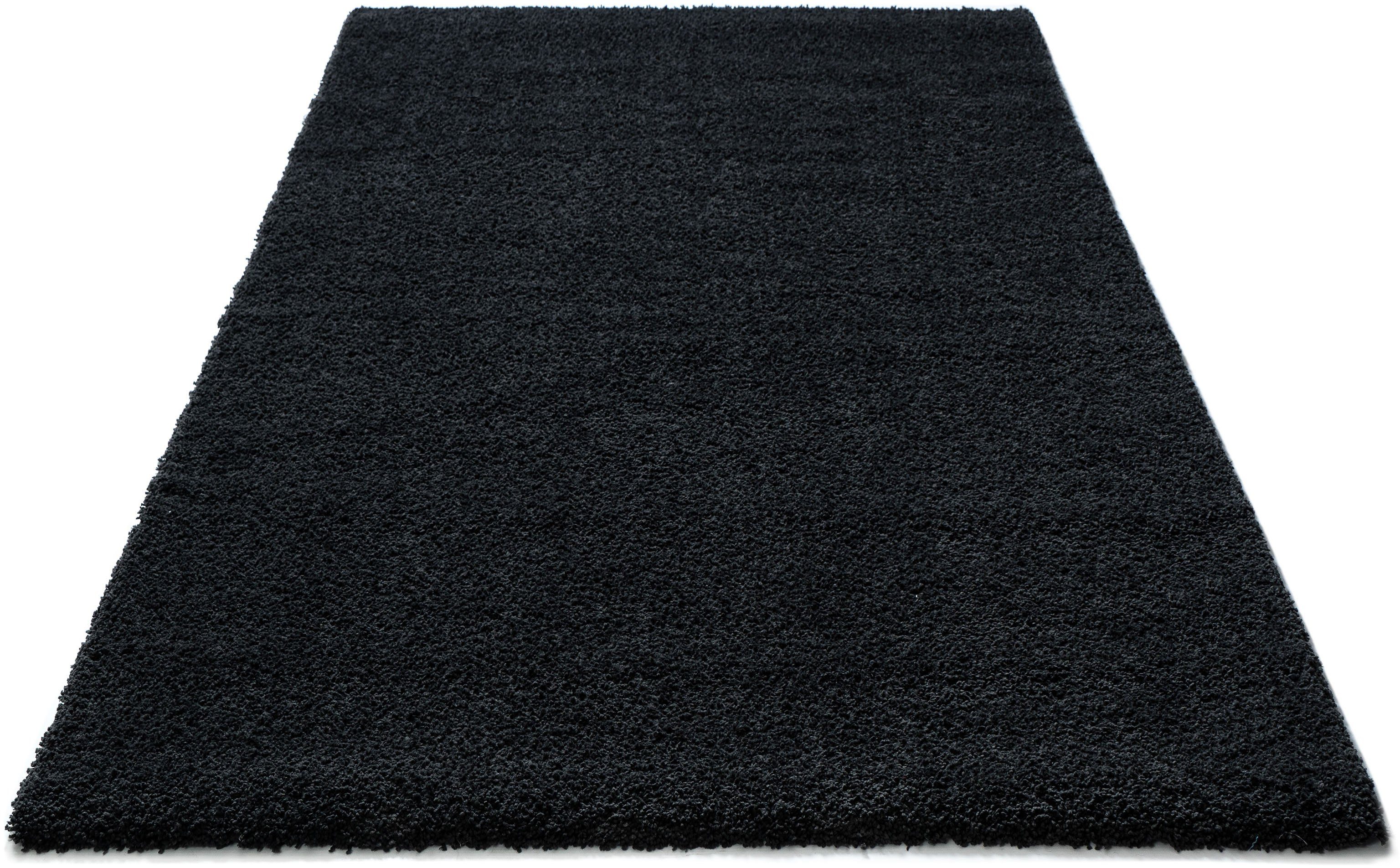 Hochflor-Teppich Vince, my home, rechteckig, Höhe: 31 mm, besonders weich durch Mikrofaser, extra flauschig schwarz