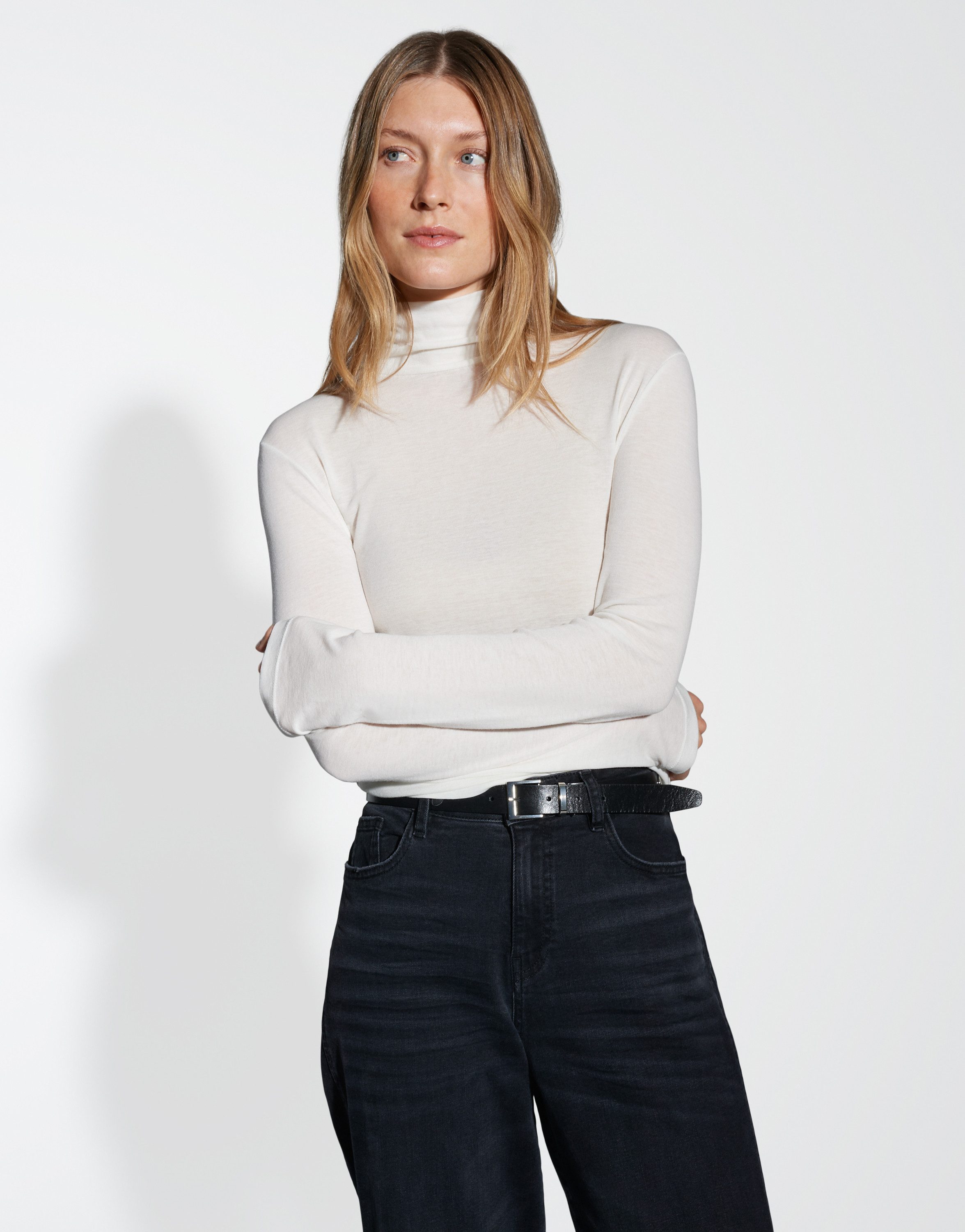 OPUS Longsleeve SOMY Slim aus Tencel Wolle Mix