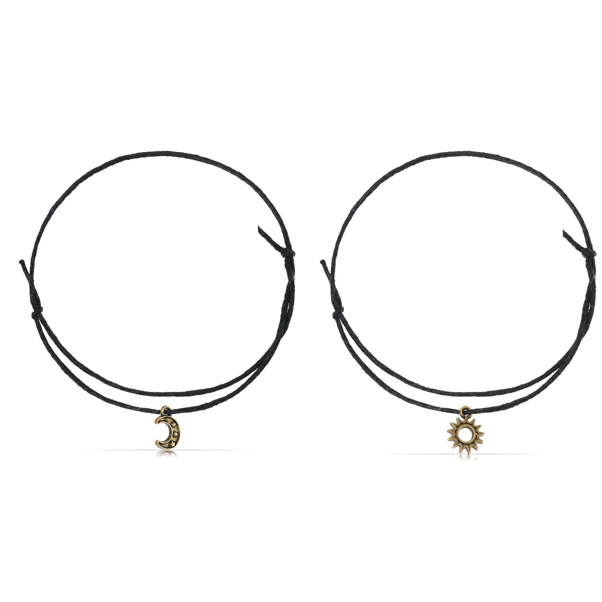 Made by Nami Fußketten Set für Damen und Mädchen mit Herz und Stern Anhänger (2 Fußkettchen), Verstellbar Geschenke für Frauen