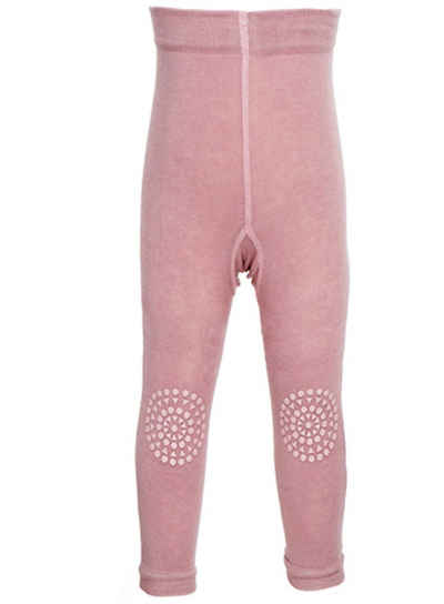 GoBabyGo Leggings Baby Krabbel Leggings mit Knieschutz mit ABS Gumminoppen an den Knien - Kleinkinder Leggins für Mädchen (Rosa)